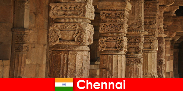 外国人参观钦奈印度，参观宏伟的五颜六色的寺庙