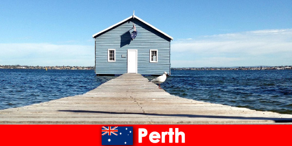 Él és él a vízparton Perth Ausztráliában  